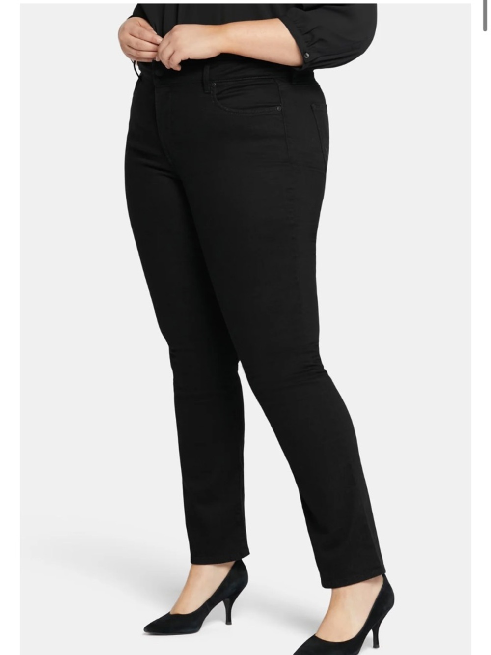 NYDJ Plus Size Black Straight Leg Jeans - Picture 4 of 10